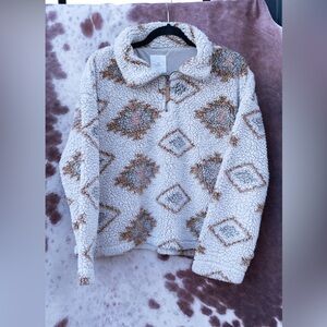 Thread & Supply Geometric Cream and Brown Teddy Jacket